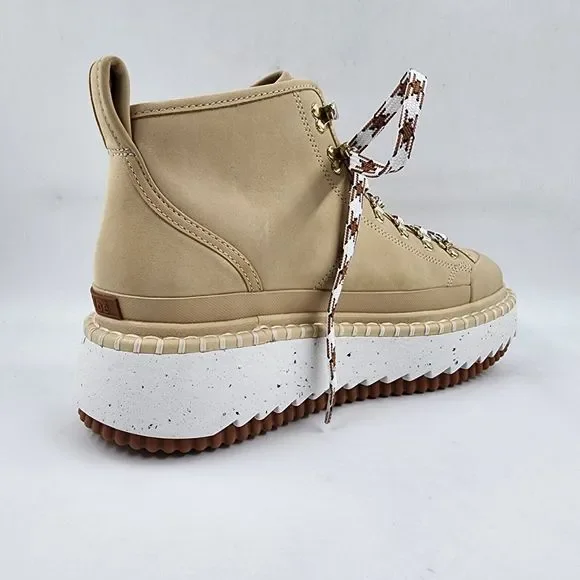 Chloé Lilli Ankle Booties Women's 7 Hot Sand Lace Up D-ring Hardware At Laces - Picture 8 of 15